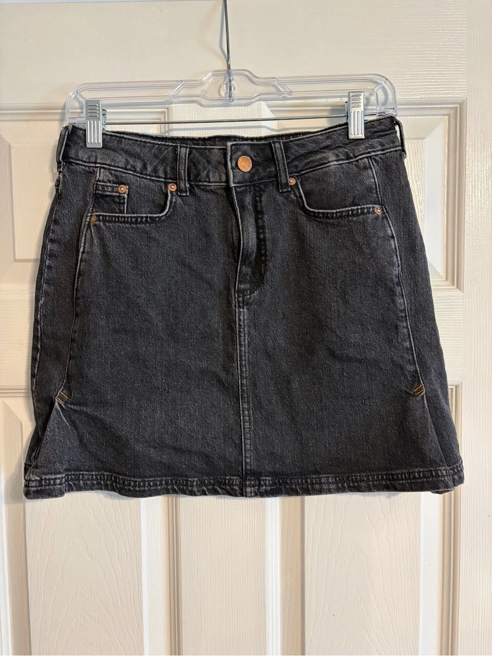 Anthropologie Pilcro Side-Pleat Denim Mini Skirt Black Size 4